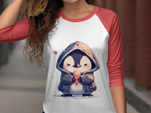 Cute Penguin with Ice Cream 3/4 Sleeve Baseball Tee - MiTo Store