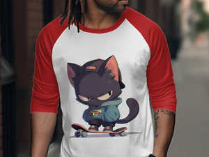 Too Cool for School Cat 3/4 Sleeve Baseball Tee - MiTo Store