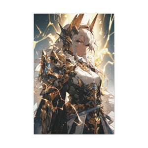 Majestic Lightning Warrior: Fantasy Armor Design Canvas Art - MiTo Store