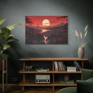 Kyoto at Twilight: Pagodas Against the Moon Canvas Art - MiTo Store