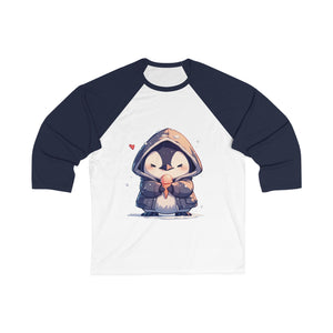Cute Penguin with Ice Cream 3/4 Sleeve Baseball Tee - MiTo Store