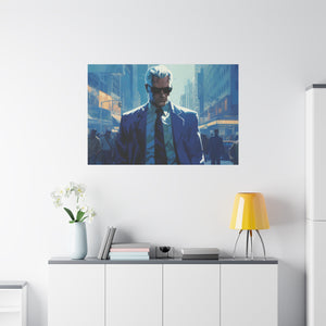 The Executives Journey: Illustrated Cityscape in Bold Shades Canvas Art - MiTo Store