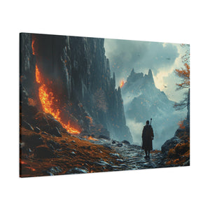 Path of the Brave: A Lone Warrior's Quest to the Mountain's Heart Canvas Art - MiTo Store