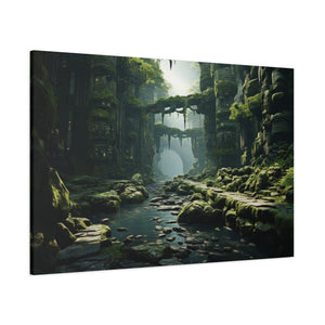 Ancient Sanctuary: The Lost River Ruins Canvas Art - MiTo Store