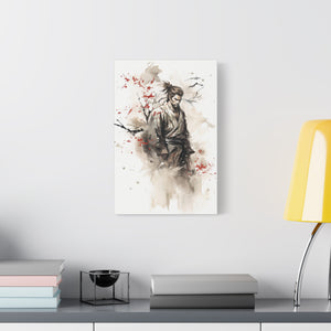 Sakura Warrior: Dynamic Samurai Watercolor Canvas Art - MiTo Store