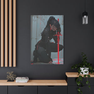 Crimson Resolve: Warrior's Pause Canvas Art - MiTo Store