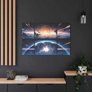 Cosmic Skirmish: Sci-Fi Battle Canvas Art - MiTo Store