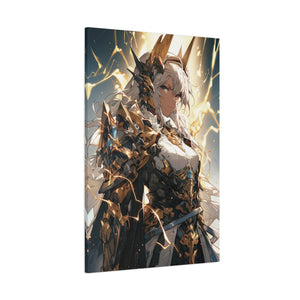 Majestic Lightning Warrior: Fantasy Armor Design Canvas Art - MiTo Store