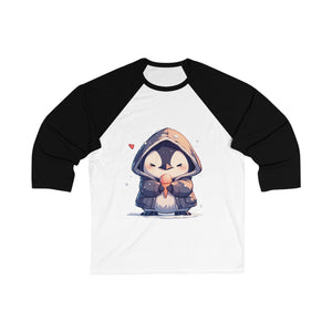 Cute Penguin with Ice Cream 3/4 Sleeve Baseball Tee - MiTo Store