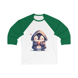 Cute Penguin with Ice Cream 3/4 Sleeve Baseball Tee - MiTo Store
