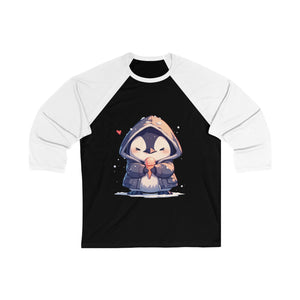 Cute Penguin with Ice Cream 3/4 Sleeve Baseball Tee - MiTo Store
