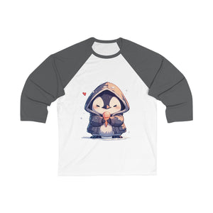Cute Penguin with Ice Cream 3/4 Sleeve Baseball Tee - MiTo Store