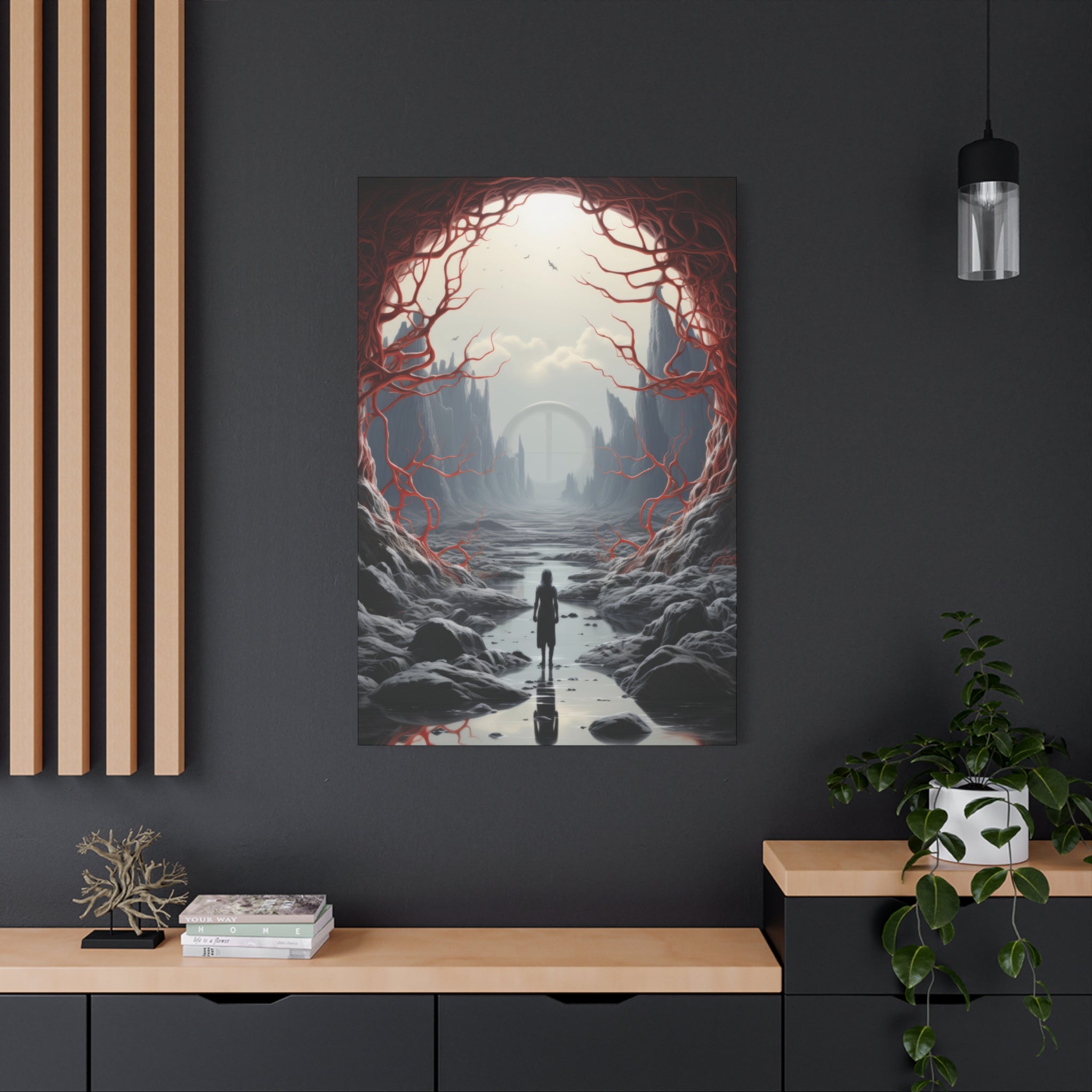 Veil of Mystery Crimson Gateway Canvas Art - MiTo Store