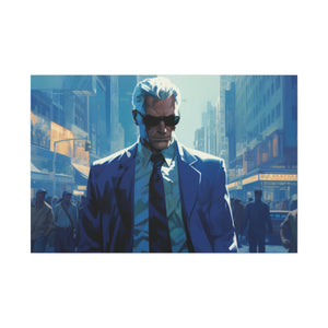 The Executives Journey: Illustrated Cityscape in Bold Shades Canvas Art - MiTo Store