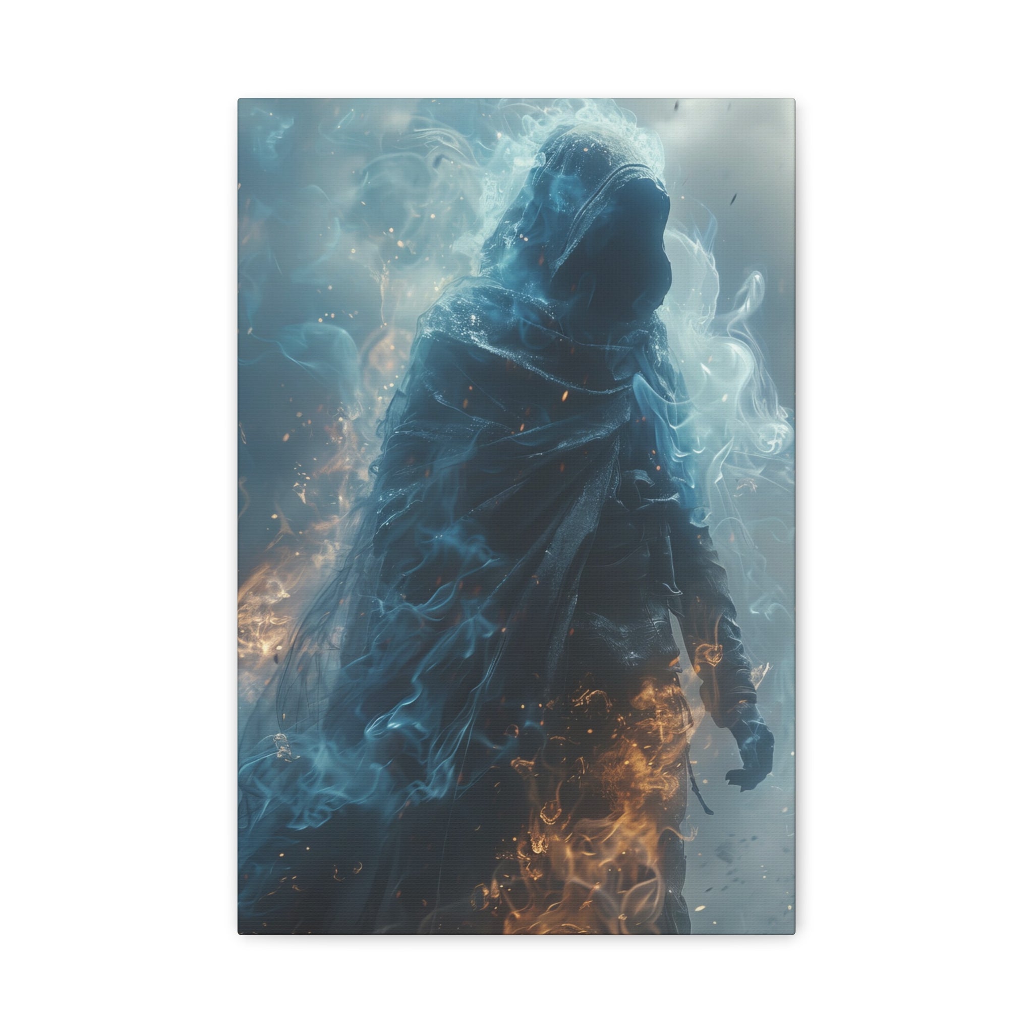 Mystical Blue Cloaked Figure Wall Art - MiTo Store