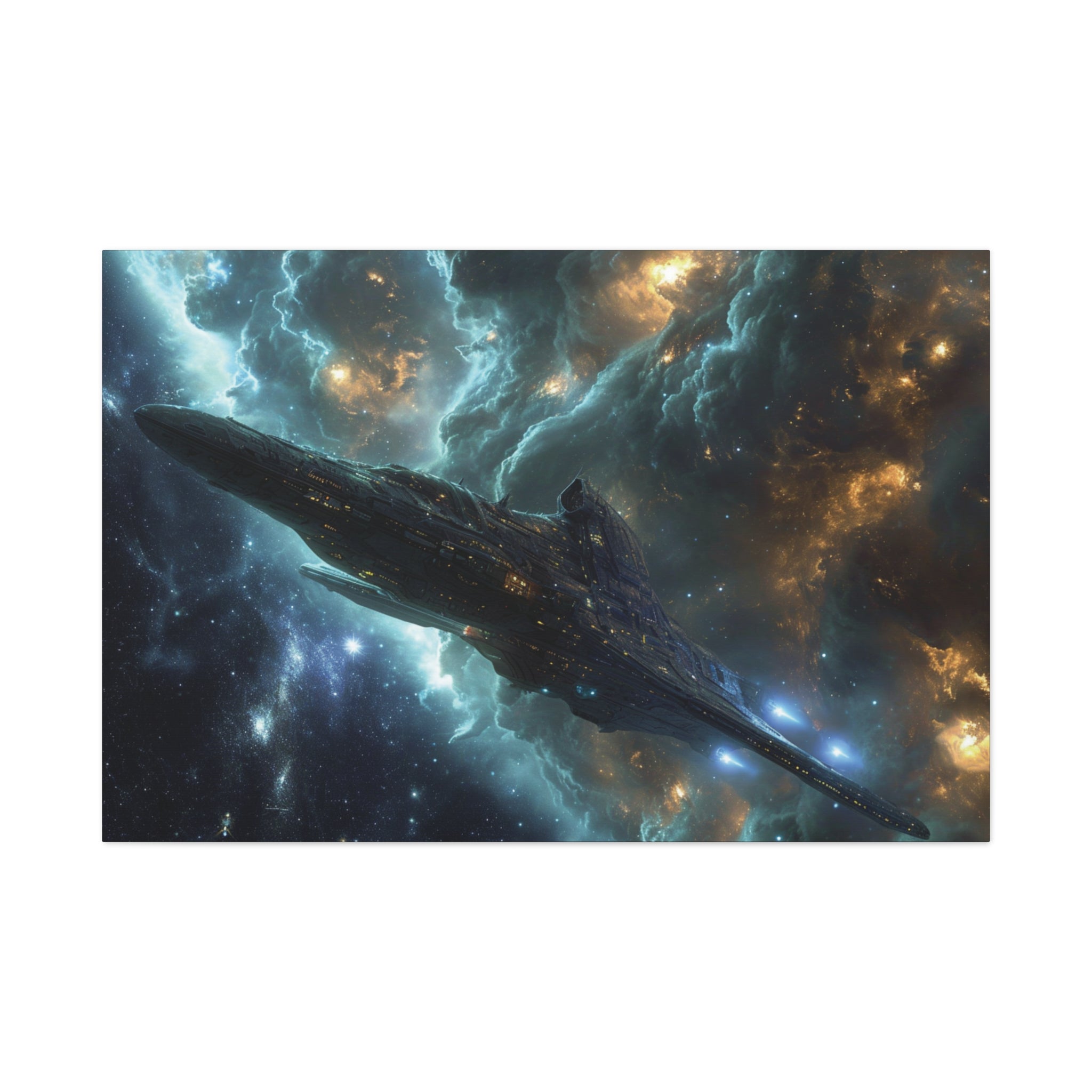 Nebula Navigator Starship Canvas Art