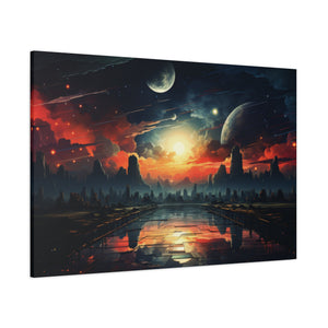 Cosmic Duality: Cityscapes and Stardust Canvas Art - MiTo Store