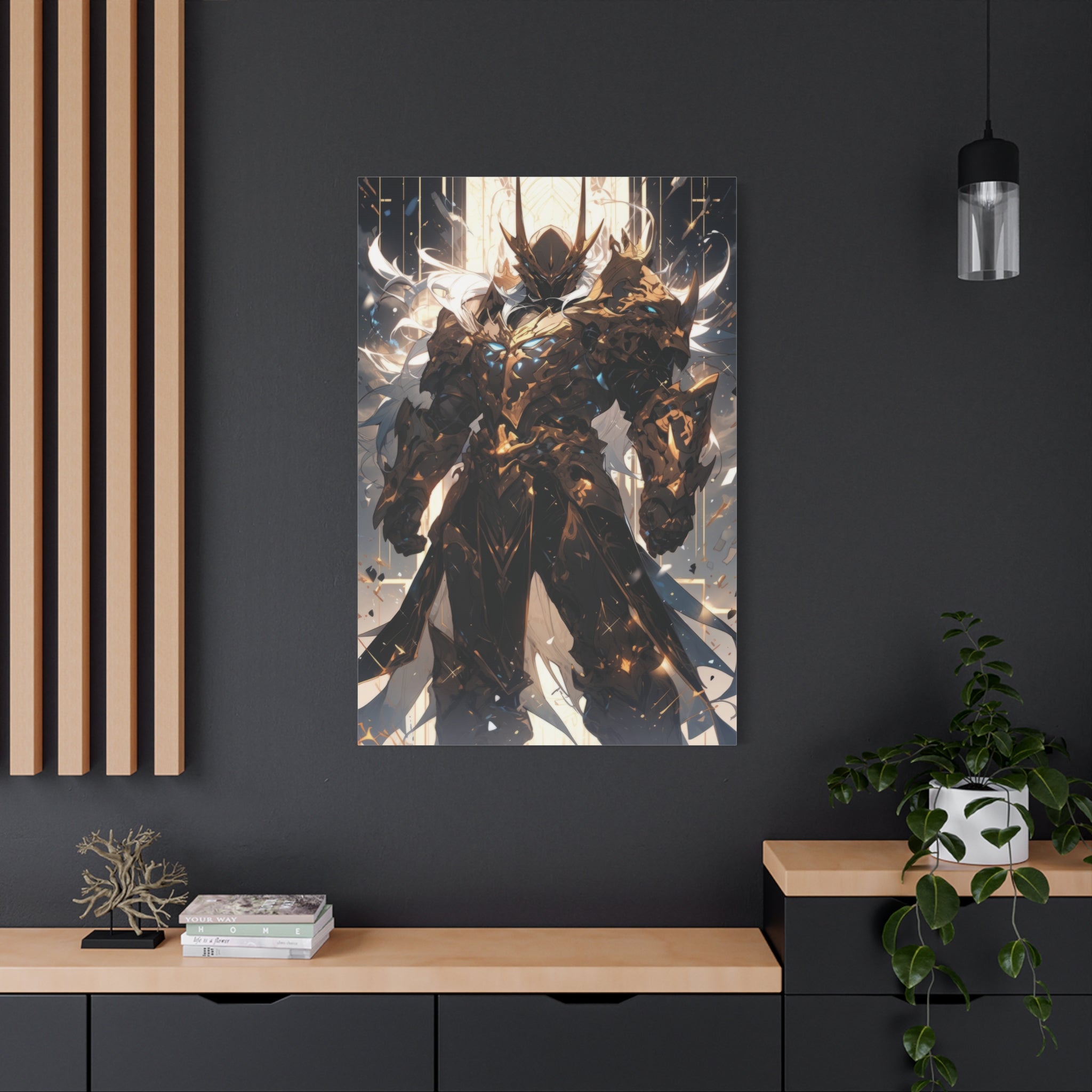 Celestial Vanguard: Divine Warrior in Shining Armor Canvas Art - MiTo Store