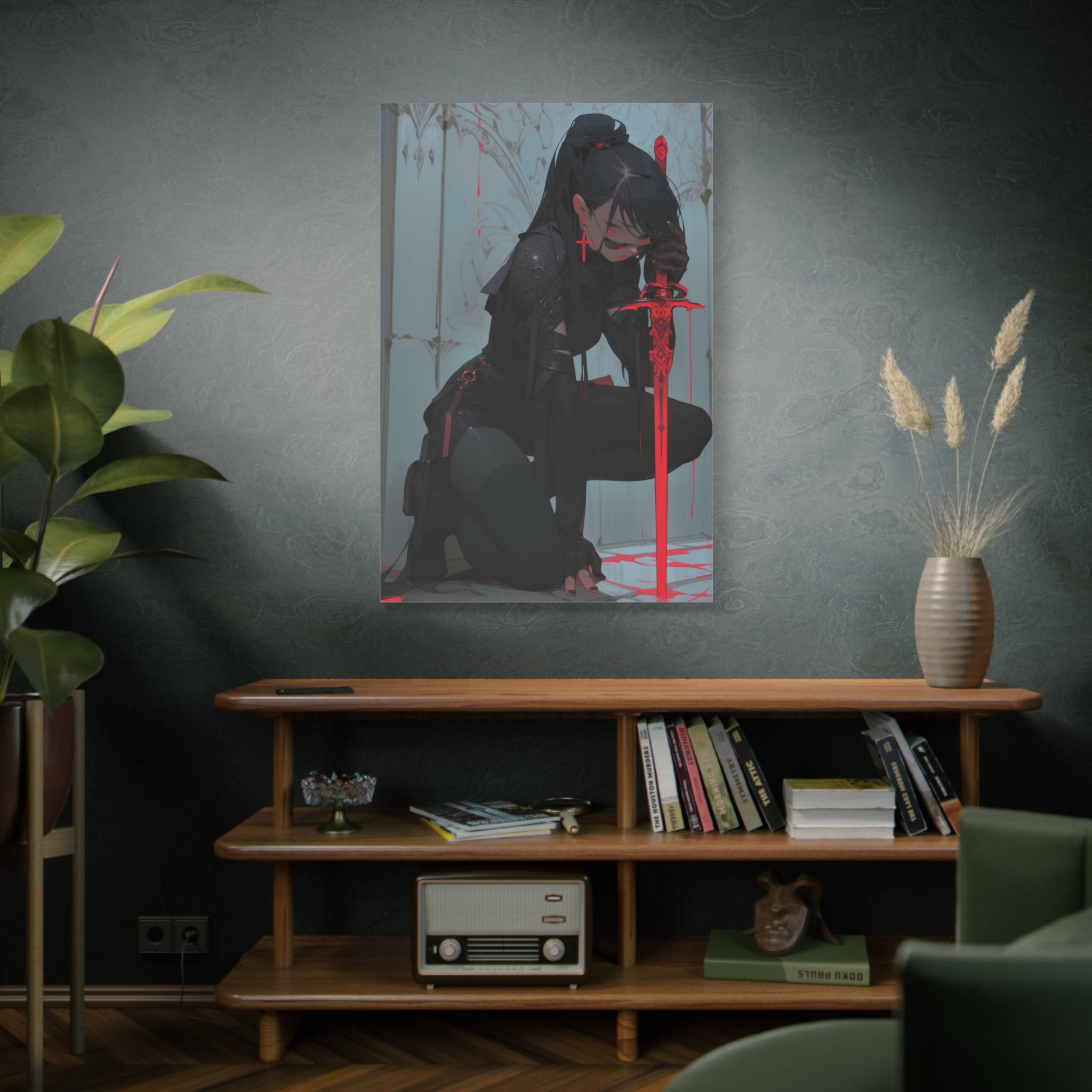 Crimson Resolve: Warrior's Pause Canvas Art - MiTo Store