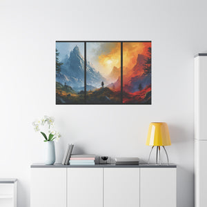 Epic Alpine Quest: Triptych Mountain Adventure Canvas Art - MiTo Store