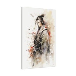 Samurai Vigilance: Watercolor Warrior Illustration Canvas Art - MiTo Store