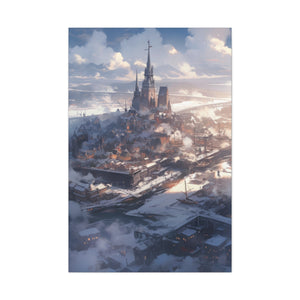Winter Harbor Town - Idyllic Snowscape Canvas Art - MiTo Store