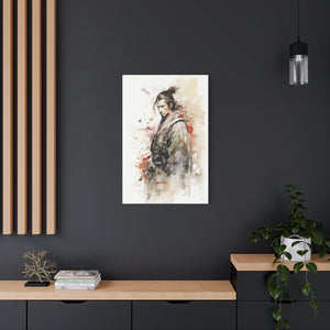 Samurai Vigilance: Watercolor Warrior Illustration Canvas Art - MiTo Store
