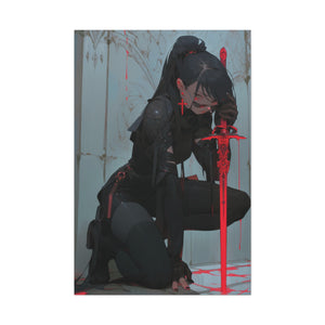 Crimson Resolve: Warrior's Pause Canvas Art - MiTo Store