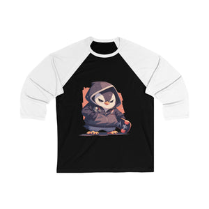 Edgy Penguin with Skateboard 3/4 Sleeve Baseball Tee - MiTo Store