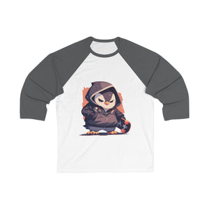Edgy Penguin with Skateboard 3/4 Sleeve Baseball Tee - MiTo Store