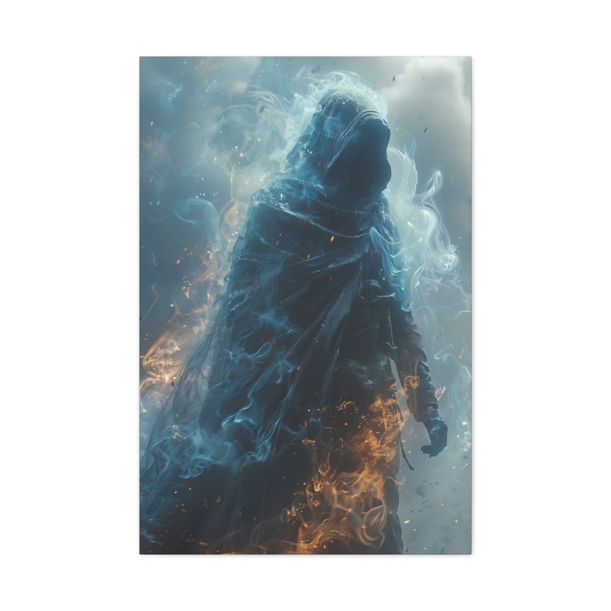 Mystical Blue Cloaked Figure Wall Art - MiTo Store