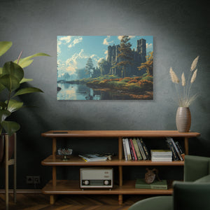 Ancient Ruins by the River: Timeless Landscape Canvas Art - MiTo Store