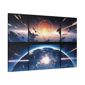 Cosmic Skirmish: Sci-Fi Battle Canvas Art - MiTo Store