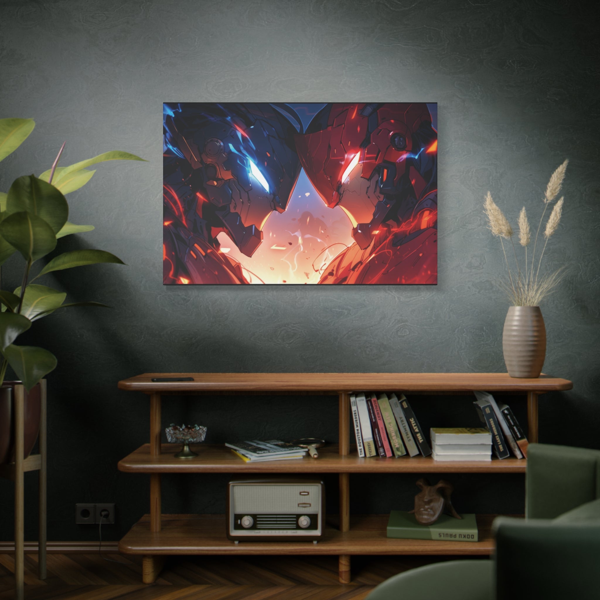Mechanical Titans: Epic Robotic Duel Comics Canvas Art - MiTo Store