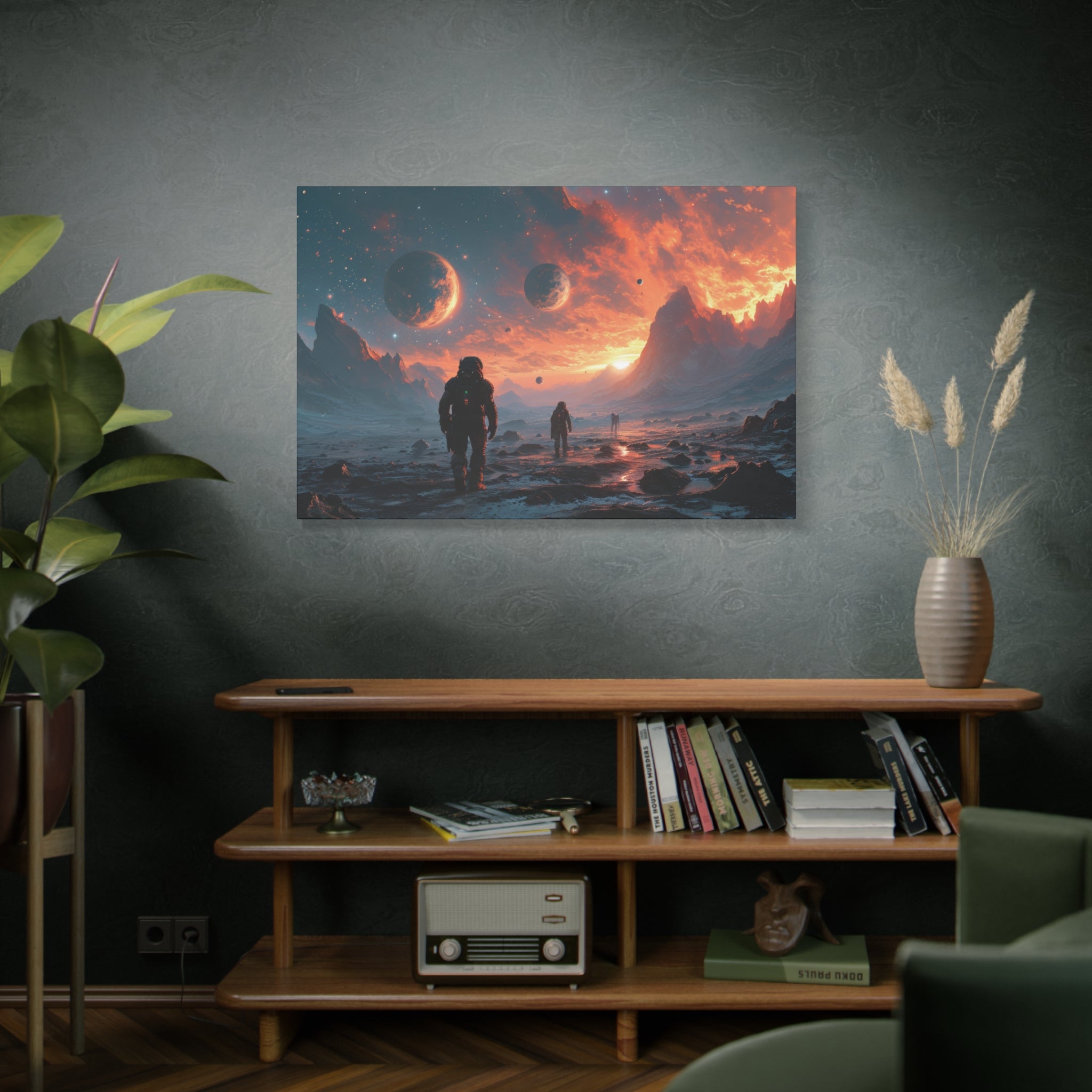 Interstellar Expedition: Astronauts on Alien Terrain Canvas Art - MiTo Store