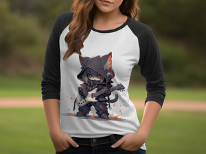 Rockstar Cat 3/4 Sleeve Baseball Tee - MiTo Store