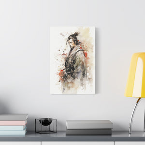 Samurai Vigilance: Watercolor Warrior Illustration Canvas Art - MiTo Store