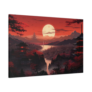 Kyoto at Twilight: Pagodas Against the Moon Canvas Art - MiTo Store