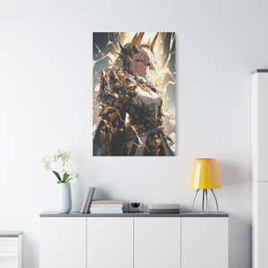 Majestic Lightning Warrior: Fantasy Armor Design Canvas Art - MiTo Store