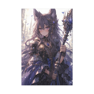 Enchanted Sorceress: Mystic Wolf Companion Canvas Art - MiTo Store