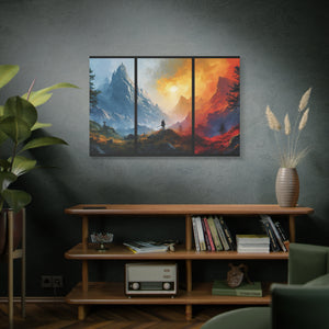 Epic Alpine Quest: Triptych Mountain Adventure Canvas Art - MiTo Store