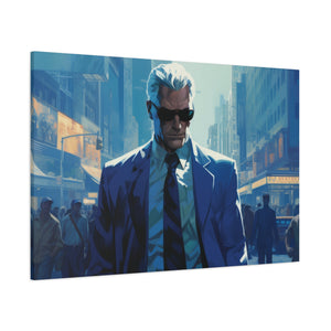 The Executives Journey: Illustrated Cityscape in Bold Shades Canvas Art - MiTo Store