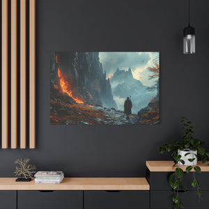 Path of the Brave: A Lone Warrior's Quest to the Mountain's Heart Canvas Art - MiTo Store