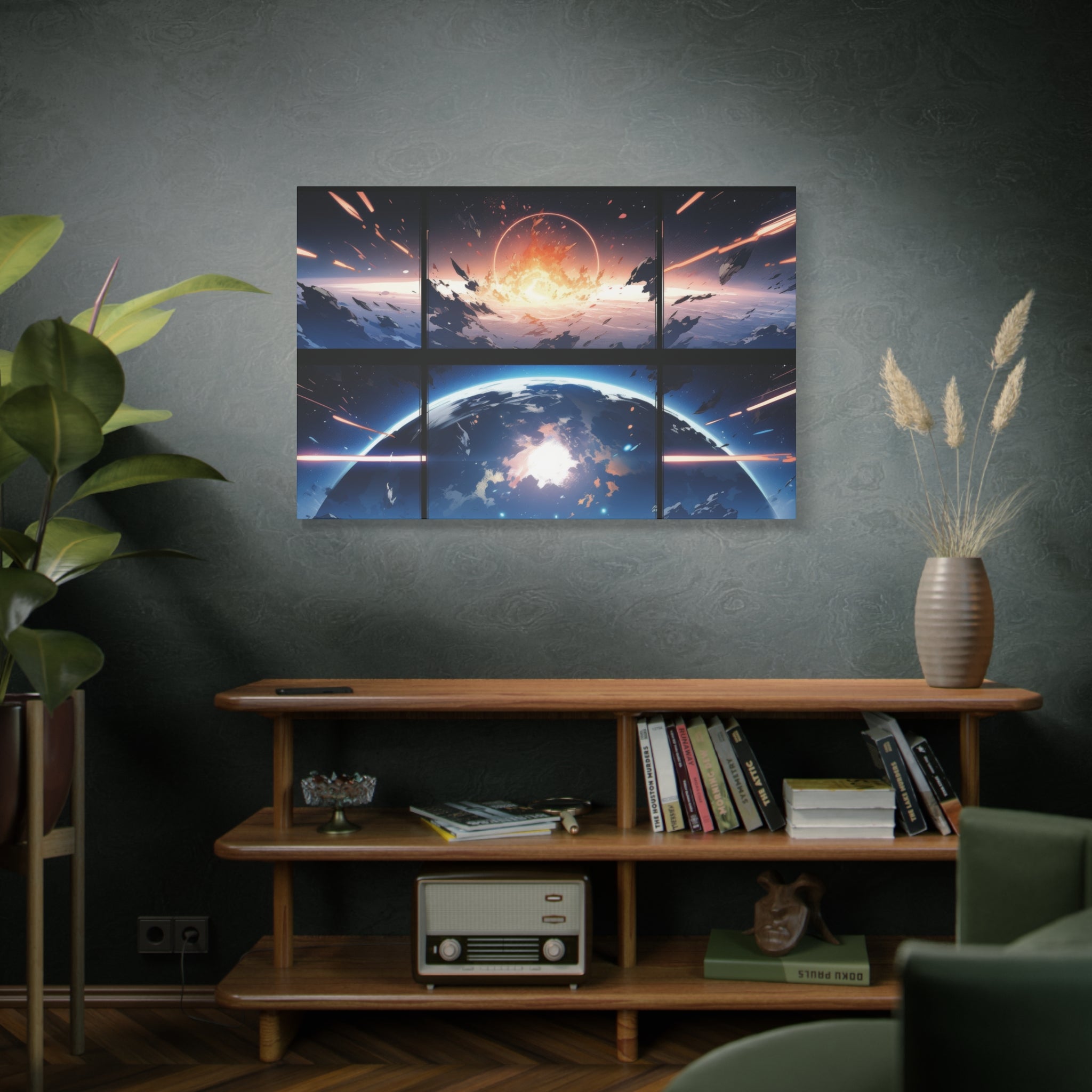 Cosmic Skirmish: Sci-Fi Battle Canvas Art - MiTo Store