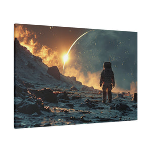 Cosmic Frontier: Astronaut Contemplating a Starlit Horizon Canvas Art - MiTo Store