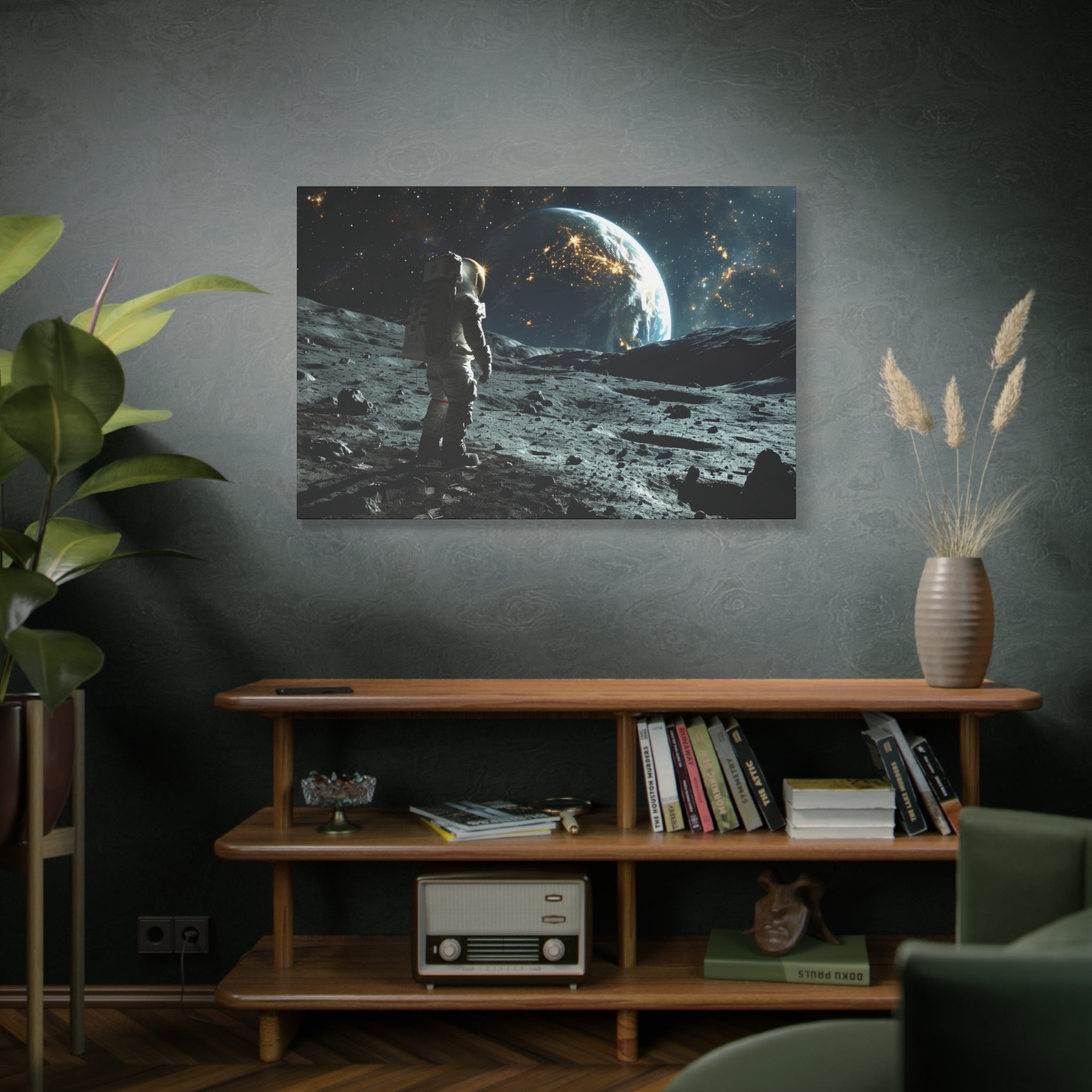 Lunar Solitude: Astronauts Contemplation at the Edge of Earth Canvas Art - MiTo Store