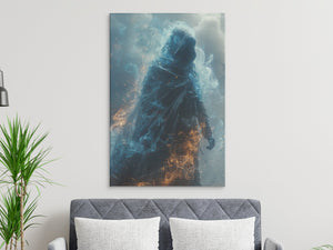 Mystical Blue Cloaked Figure Wall Art - MiTo Store