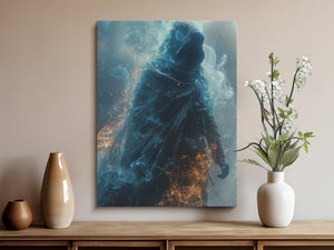 Mystical Blue Cloaked Figure Wall Art - MiTo Store