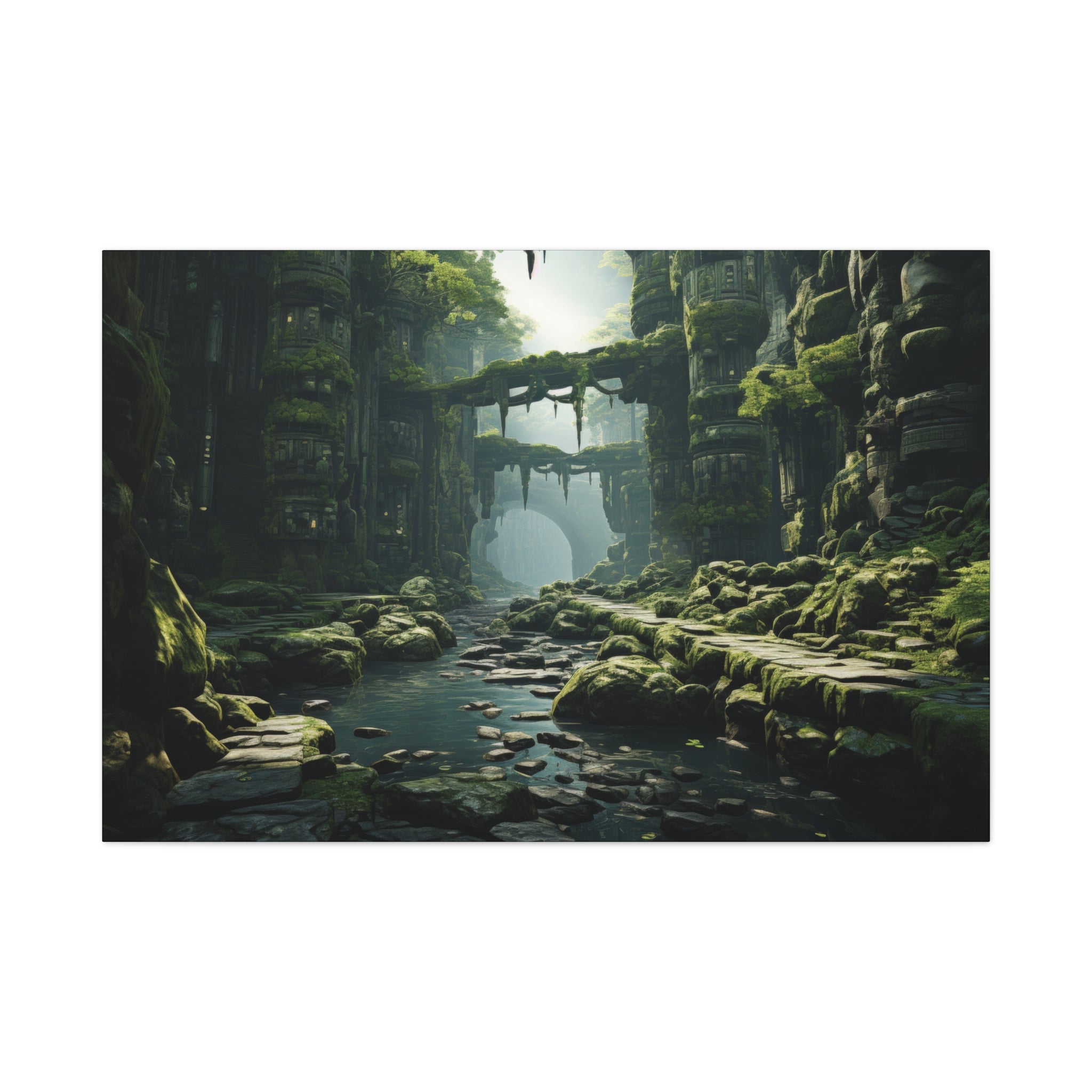 Ancient Sanctuary: The Lost River Ruins Canvas Art - MiTo Store