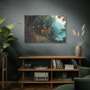Enchanted Abode: Riverside Fantasy Cottage Canvas Art - MiTo Store